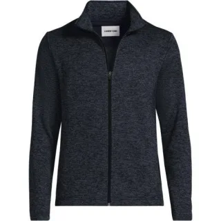 Strickfleece-Jacke mit Reißverschluss, Herren, size: regular, Schwarz, Polyester, by Lands' End