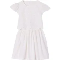 vertbaudet Minikleid Kurzärmeliges Festkleid für Mädchen 2-in-1-Look