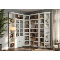 OTTO home Bibliothek Soeren - 7-tlg. Set: mit 1 Regal B 80 cm., 1 Regal B 40 cm, 1 Eckregal, Set 7-tlg., Inkl. 1 Vitrine,2 gerundeten Abschlussregalen und 1 Holzleiter,H220 cm