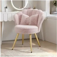 HawthyHome Polsterstuhl Samt im Blüten-Design mit Kissen (1 St), Schminktischstuhl mit Goldbeinen für Schlafzimmer & Wohnzimmer
