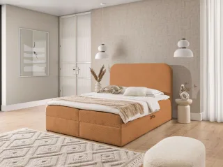 Boxspringbett Schlafzimmerbett BINETA 120x200cm Stoff Coral Cognac