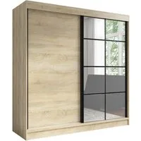 A&J MöbelLand GmbH Schiebetürenschrank TAVIRO 2-türiger Kleiderschrank mit Spiegel (TOP ANGEBOT! Geräumiger Schrank mit einer Breite von 200 cm und Spiegel, ideal zur Aufbewahrung von Kleidung und Accessoires. 3 Schubladen und viel Stauraum. TOP PROD
