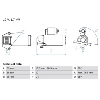 Bosch Anlasser 1,7 kW Ford Transit 2,2 TDCi 0986025830