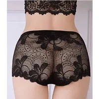 Lovolotti Taillenslip Damen Spitzen-Panty Sexy Hipster Unterwäsche Transparente Boyshorts aus floraler Spitze