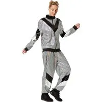 dressforfun Kostüm Damenkostüm, Jacke und Hose im glänzenden Retro-Look.