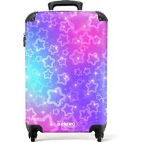 NoBoringSuitcases.com© Kinderkoffer Funkelnde Sterne auf buntem Hintergrund 55x35x20cm, 4 Rollen, Reisetasche mit Rollen, Koffer Handgepäck Flugzeug