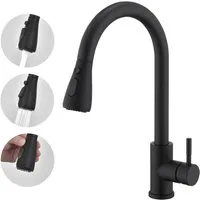 HOMELIVE Spültischarmatur 360° drehen Küchenarmatur Hochdruck Wasserhahn Küche mit Ausziehbarer (mit 2 Strahlarten Spültischarmatur) Armatur Bad Hoch,Mischbatterie Küche,Schwarz