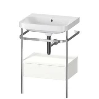 Duravit Happy D.2 Plus c-shaped Set mit Metallkonsole und Schubkasten Weiß Seidenmatt 575x490x850 mm HP4840N3636