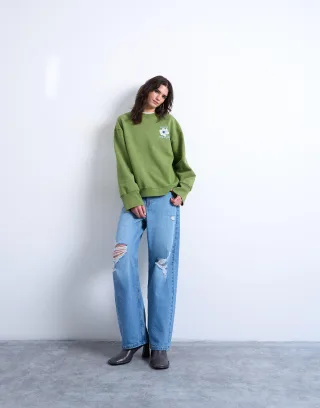 topshop - TSDUMA BACK PRINT SWEATSHIRT JRS Green Bee - Gr. - L