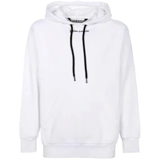 Palm Angels Klassisches Logo Weißer Hoodie in Übergröße