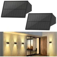 ZMH Außen-Wandleuchte 1/2/4 Wandlampe Warmweiß 3000K Solarlampen Up And Down Light für Außen, LED fest integriert, Warmweiß, Schwarz, 3000K Warmweiß, LED Außenwandleuchten, 2W