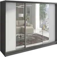 A&J MöbelLand GmbH Schiebetürenschrank VIDA 200 cm 3-türig Schrank mit Schubladen und Spiegel (TOP ANGEBOT! Geräumiger Schrank mit einer Breite von 200 cm und Spiegel, ideal zur Aufbewahrung von Kleidung und Accessoires. 3 Schubladen und viel Staurau