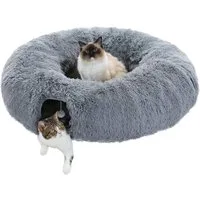 Purpurra Agility-Tunnel Plüsch Tunnel Donut für Indoor Katzen, 108 x 87 x 25 cm