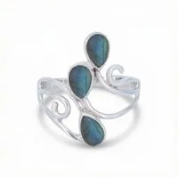 mantraroma Silberring SIDISTI aus 925 Silber mit Labradorit (Ring mit Schmuckbeutel), Damenring aus 925er Silber