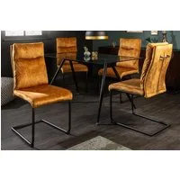 riess-ambiente Freischwinger COMFORT senfgelb, Esszimmer · Samt · Metall · Modern Design
