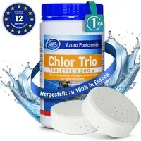 Azuro Chlortabletten Poolpflege Chlortabs 200g langsamlöslich, Chlor Langzeittabletten, (1kg, 3kg, 5kg, Hergestellt in Europa), zur dauerhaften Chlorung von Pool und Schwimmbad), Hochwirksam gegen Bakterien und Pilze