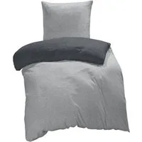 One Home Bettwäsche Melange, Flanell, 2 teilig, modern meliert, Baumwolle kuschelig warme weiche Biber Winter