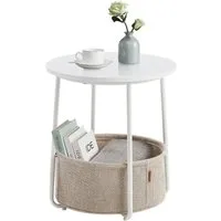 VASAGLE Beistelltisch, rund, Couchtisch, mit Korb aus Stoff, Ø45 cm, modern