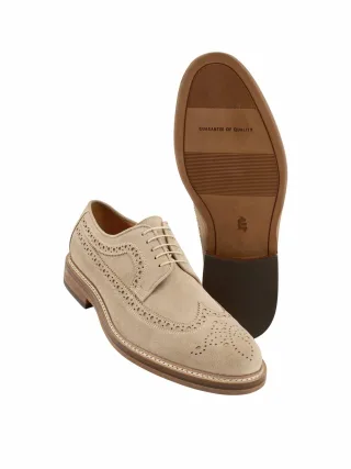 Mey & Edlich Herren Longwing-Brogue Beige Kalbleder