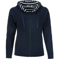 modAS Kapuzensweatjacke 28108 Damen Kapuzenjacke mit innen gestreifter Kapuze - Hoodie Shirtjacke