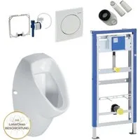 GEBERIT Urinal Urinal ohne Deckel Geberit Element Drückerplatte, Keramik, Wasserspülung, (Spar-Set, Komplettset)