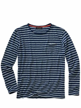 Mey & Edlich Herren Indigolover-Longsleeve Blau 100 % Baumwolle