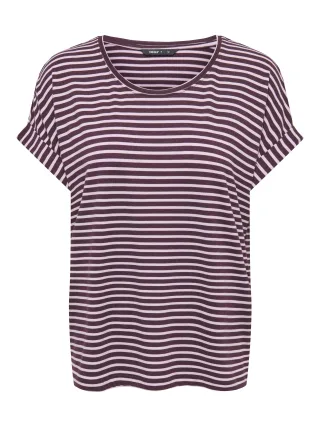 ONLY - ONLMOSTER STRIPE S/S O-NECK TOP JRS NOOS Winetasting - Gr. - XS