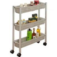 Ruco Rollwagen, für die Nische, mt drei geräumigen Körben, Aluminium/Kunststoff