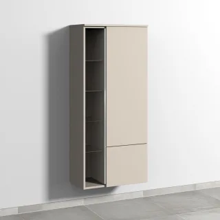 Sanipa 3way Stauraumschrank mit 1 Tür, 1 Auszug und offenen Fächern, Kaschmir-Matt BP1831U