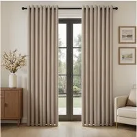 Topfinel Vorhang Vorhang Wohnzimmer Leinenoptik Licht Filtern mit Ösen Halbtransparent, Ösen, halbtransparent, Voile Ösen Gardinen Taupe 140x225cm 2er Set Schlafz Balkon Wohnz