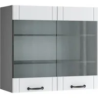 Vicco Glashängeschrank Fame-Line, Weiß Landhaus/Anthrazit, 80 cm (1-St)