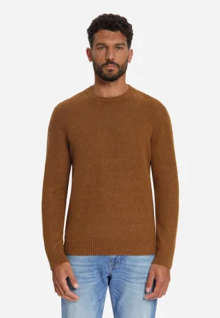 No Excess - Pullover Crew Neck Melange Light Weight with Wool Caramel - Gr. - M
