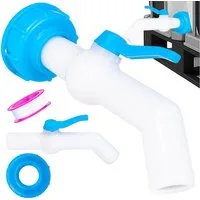 Garronda Auslaufventil IBC Schlauchhahn Set S60x6 mit Schlauchanschluss Kugelhahn GD-0218, (IBC Auslaufventil), Hanh-plastik S60x6 auf 32 mm 45°, 1x Rolle Teflon Abdichtband