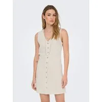ONLY Minikleid ONLSIESTA LIN BL SL SHORT DRESS PNT NOOS Viskosemischung, regular fit, V-Ausschnitt, mit Leinen