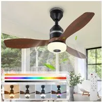 Rosnek Deckenventilator mit Beleuchtung, 3 Stufen, dimmbare LED, Bluetooth-Lautsprecher, 61 cm, RGB-Licht, Fernbedienung, flach, für Schlafzimmer & Wohnzimmer