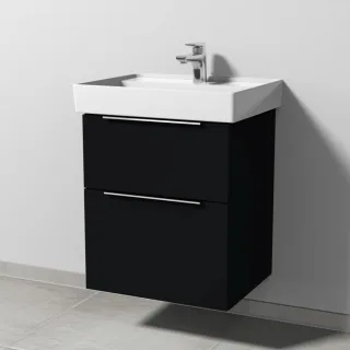 Sanipa 3way Waschtischunterbau zu Villeroy & Boch Collaro Waschtisch mit 2 Auszügen, Schwarz-Matt UF83308