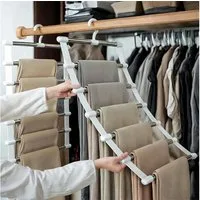 TUWENA Kleiderbügel 2 Stück Hosenbügel, Faltbare rutschfest Hosenständer, Platzsparend, (2-tlg), 7-in-1 Hosenbügel Zum Aufhängen Hosen,Röcke,Schals,Krawatten,Bettlaken