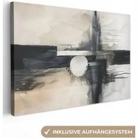 OneMillionCanvasses® Leinwandbild Abstrakt - Schwarz und Weiß - Farbe - Modern, Fotodruck (1 St), Leinwand Bilder Klein, Wand Dekoration Aesthetic 30x20 cm