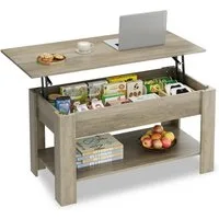 WLIVE Couchtisch Höhenverstellbar und Ausziehbar, Couchtisch Holz mit Stauraum (Wohnzimmertisch für Wohnzimmer, Büro, 1 Tisch), 98 x 48 x 46 cm