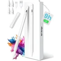 S&T Design Eingabestift Stift für iPad USB-C (2018-2026) Schnellladen für Apple iPads (2018-2026), 1-St., mit 4x iPad Stift Spitzen + Silikon Halterung) Tabletstift Stylus Pencil 2. Gen Pen USB-C Schnellladen Palm Rejection