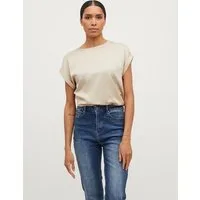 Vila Kurzarmshirt VIELLETTE S/S SATIN TOP - NOOS Kunstfaser, regular fit