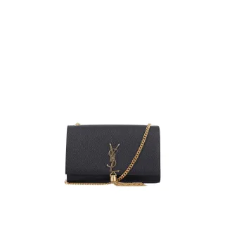 Saint Laurent Kate kleine Quasten-Schultertasche aus genarbtem Leder
