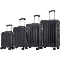 YONSLY Kofferset Reisekoffer Trolley Rollkoffer Handgepäck Hartschalenkoffer Größen-Set, 4 Rollen, (4er Set, 4 tlg., Größen S, M, L & XL), ABS und Aluminium, Zahlenschloss, Gummigriff, leicht und robust