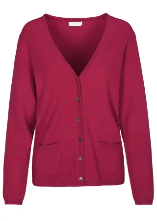 CLARINA - NOS V-Cardigan, 1/1 Arm, uni 444 beere - Gr. - 36