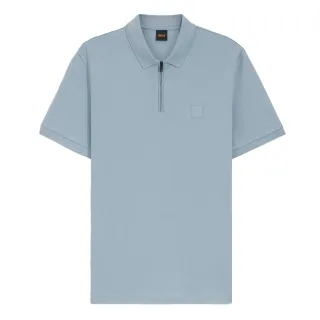 Boss - Poloshirt für Herren, mit kurzem Reißverschluss (Blau)