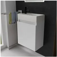 Alpenberger Badmöbel-Set Gäste WC Waschbecken mit Unterschrank - Badschrank Hängend, (2-tlg. Waschtisch Set Weiß, Waschbeckenunterschrank mit Softclose), Waschplätze für Kleine Bäder - Badschrank Hängend und Vormontiert