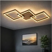 GLOBO LIGHTING LED Deckenleuchte, LED-Leuchtmittel fest verbaut, Warmweiß, Deckenlampe Flurleuchte Deckenleuchte LED Holz MDF schwarz matt