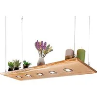 Blockholz-Schmiede Pendelleuchte Eiche ohne Rinde 80cm - 120cm Smart Home Hängeleuchte, LED wechselbar, warmweiß