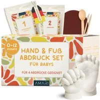 Amari Handabdruck-Set Fußabdruck Baby Abdruckset Erinnerung Neugeborene, 4 Abdrücke, Geschenk Geburt Babyparty Junge Mädchen (BHFC)