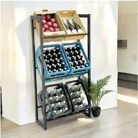 DanDiBo Standregal Getränkekistenregal 6 Kisten Schwarz Metall Stehend 96563 71 cm, 3 Etagen, Platzsparend, Multifunktionell
